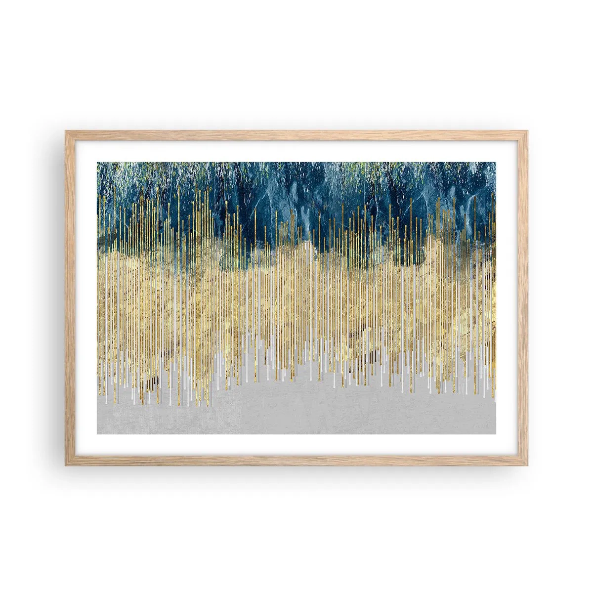 Een poster in een licht eiken lijst - Vergulde grens - 70x50 cm