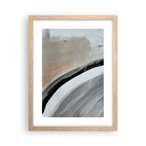 Een poster in een licht eiken lijst - Compositie: boog van zwart en grijs - 30x40 cm