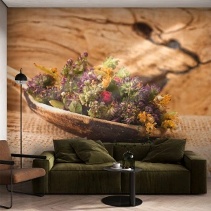 Zelfklevend Fotobehang Deluxe Sticker - Kleurrijke bloemen en geurige kriuden - Natuur, Gedroogde kruiden, Keuken - 100x70 cm