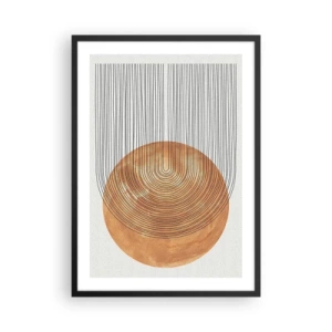 Poster in een zwarte lijst - Geometrische abstractie in aardse tinten - 50x70cm - Zonnige compositie - Moderne wanddecoratie voor woonkamer en slaapkamer ARTTOR