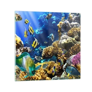 Schilderen op glas - Veel verkeer op de vakantieroute - 50x50 cm