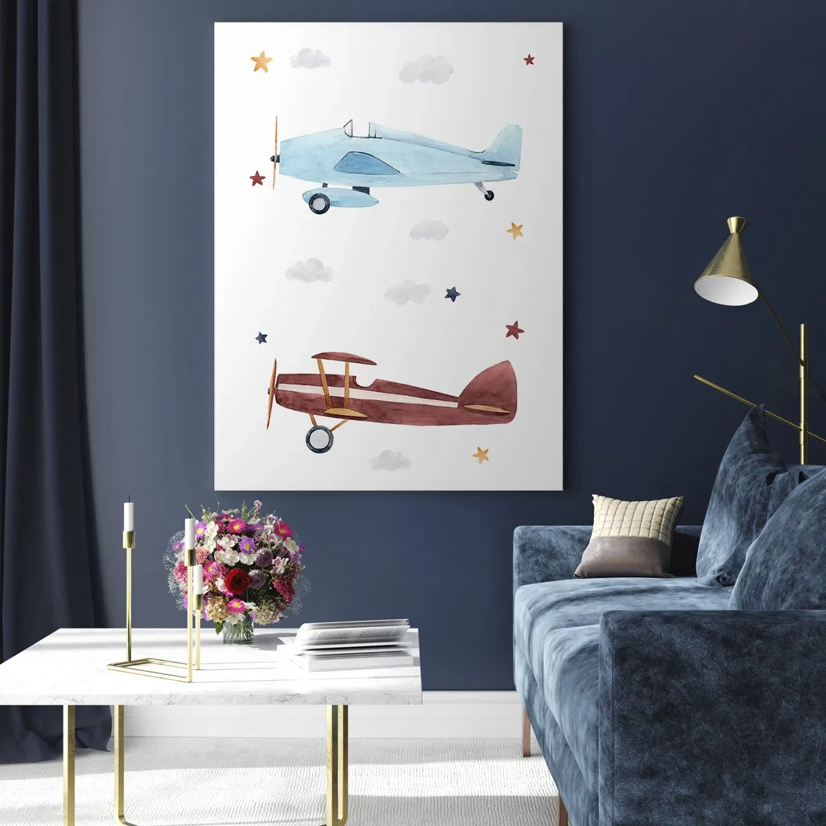 Schilderen op glas - Meneer Piloot, we wachten! - 50x70 cm
