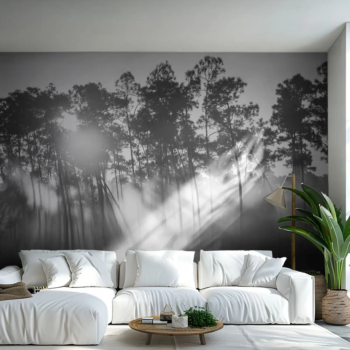 Zelfklevend Fotobehang Deluxe Sticker - Niet te stoppen zon - Landschap, Woud, Natuur - 450x315 cm