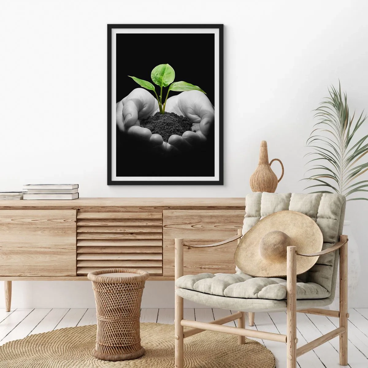 Poster in een zwarte lijst - Ik hou van de natuur, ik bescherm haar - 30x40 cm