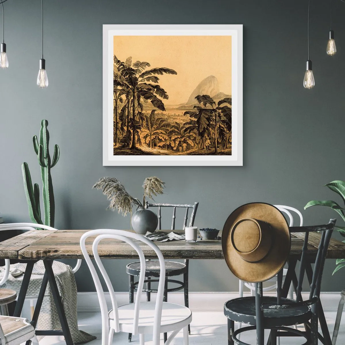 Poster in een witte lijst - in een koloniaal klimaat - 40x40 cm