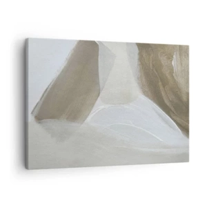 Schilderen op canvas - Delicate abstractie in tinten beige en wit - 70x50cm - Een golf van wit - Moderne wanddecoratie voor woonkamer en slaapkamer ARTTOR