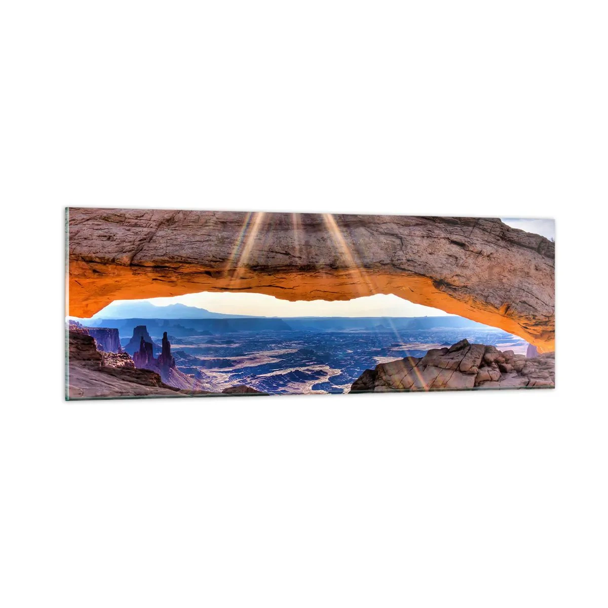 Schilderen op glas - Door de rotspoort - 90x30 cm