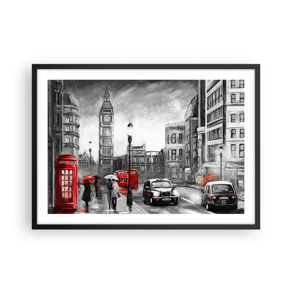 Poster in een zwarte lijst - Helemaal geen grijze stad - 70x50 cm