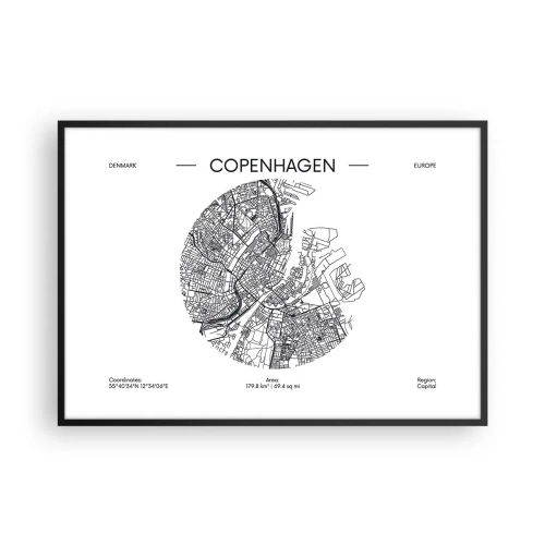 Poster in een zwarte lijst - Anatomie van Kopenhagen - 100x70 cm