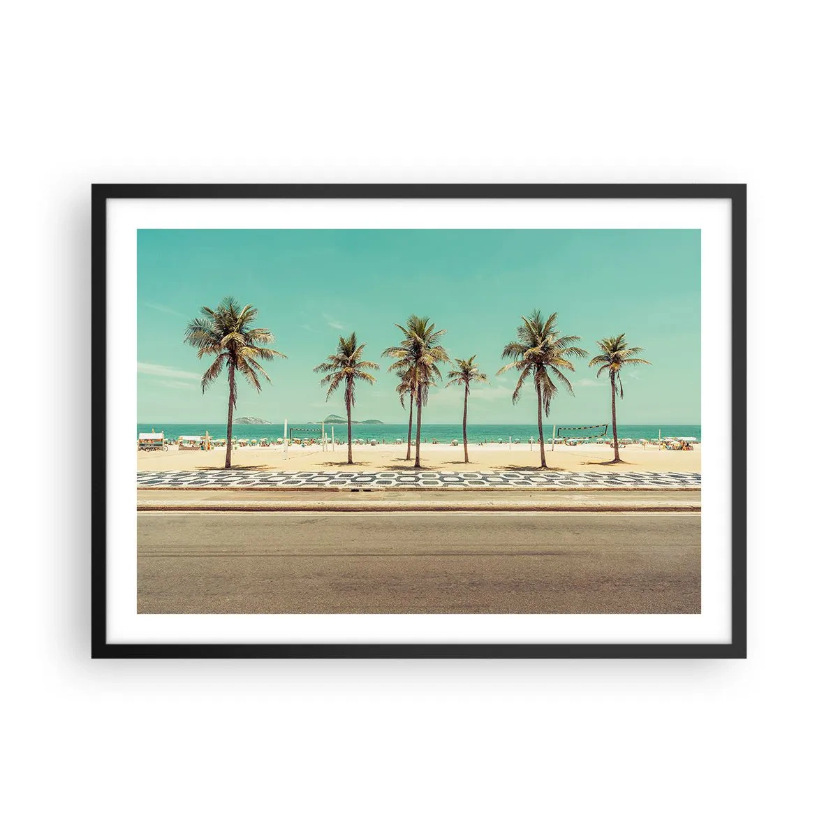 Poster in een zwarte lijst - Op wacht op het strand - 70x50 cm