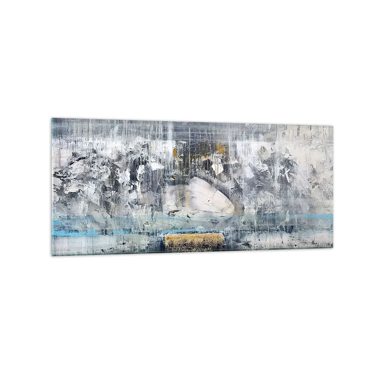 Schilderen op glas - Als op ijs, als zo moeizaam - 120x50 cm