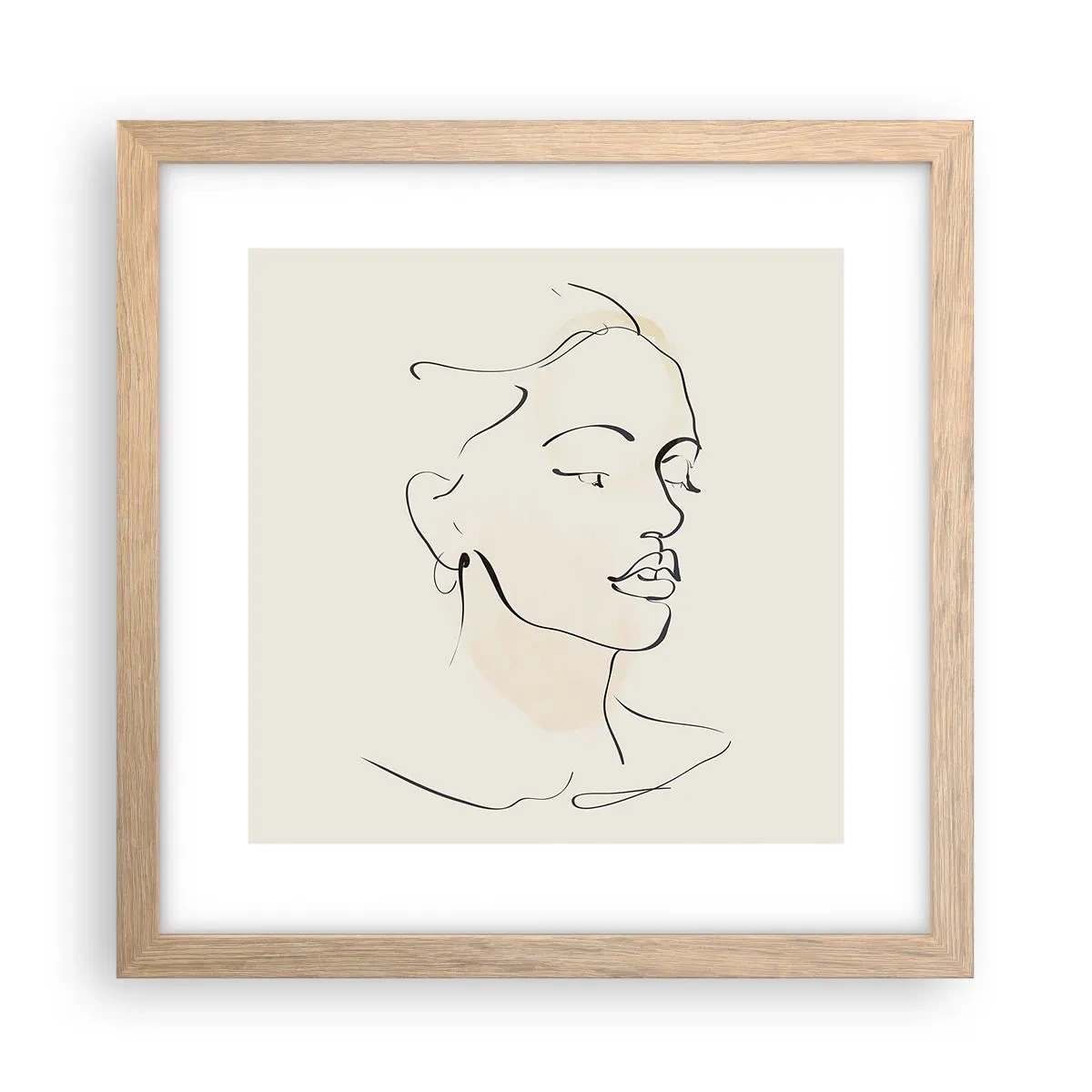 Een poster in een licht eiken lijst - Een bepaalde lijn - 30x30 cm