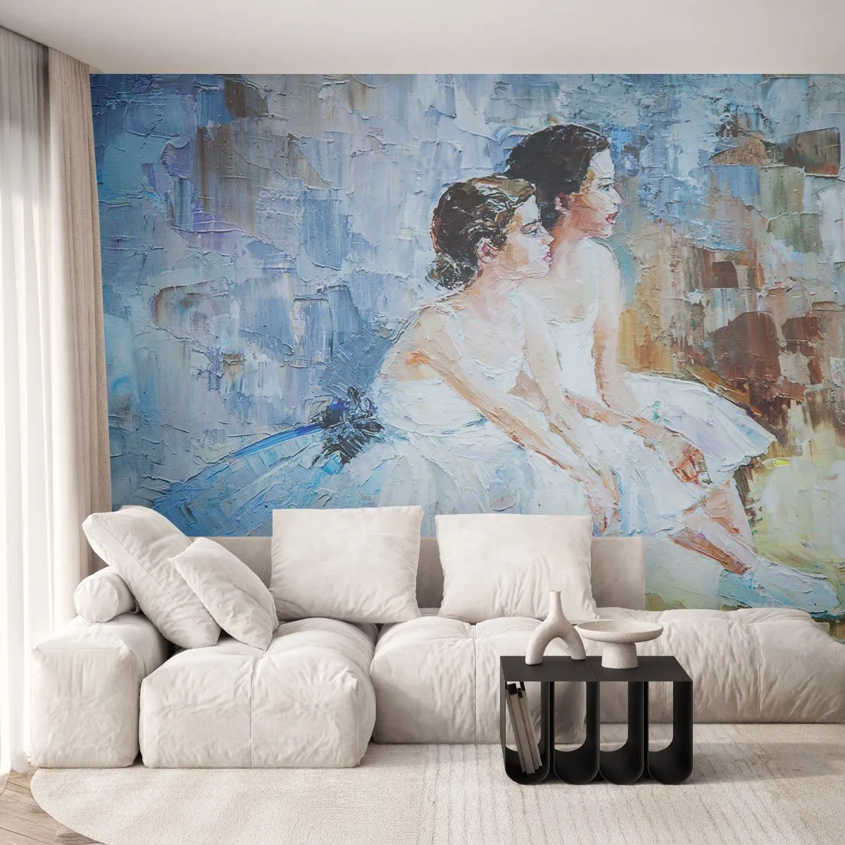 Fotobehang Premium Sand - Rust van jonge zwanen - Ballerina, Dans, Ballet - 450x315 cm