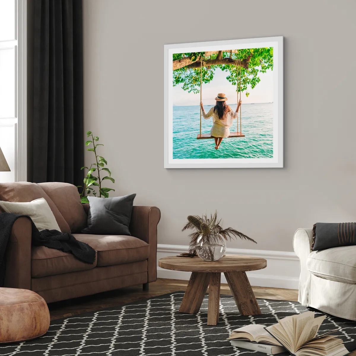 Poster in een witte lijst - Het leven is prachtig - 40x40 cm