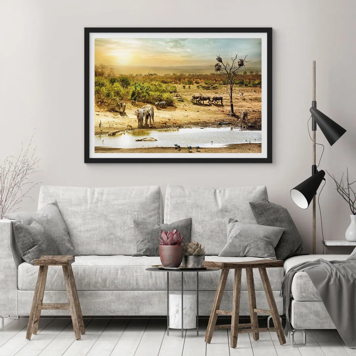 Poster in een zwarte lijst - "Er stroomde een rivier uit Eden …" - 70x50 cm