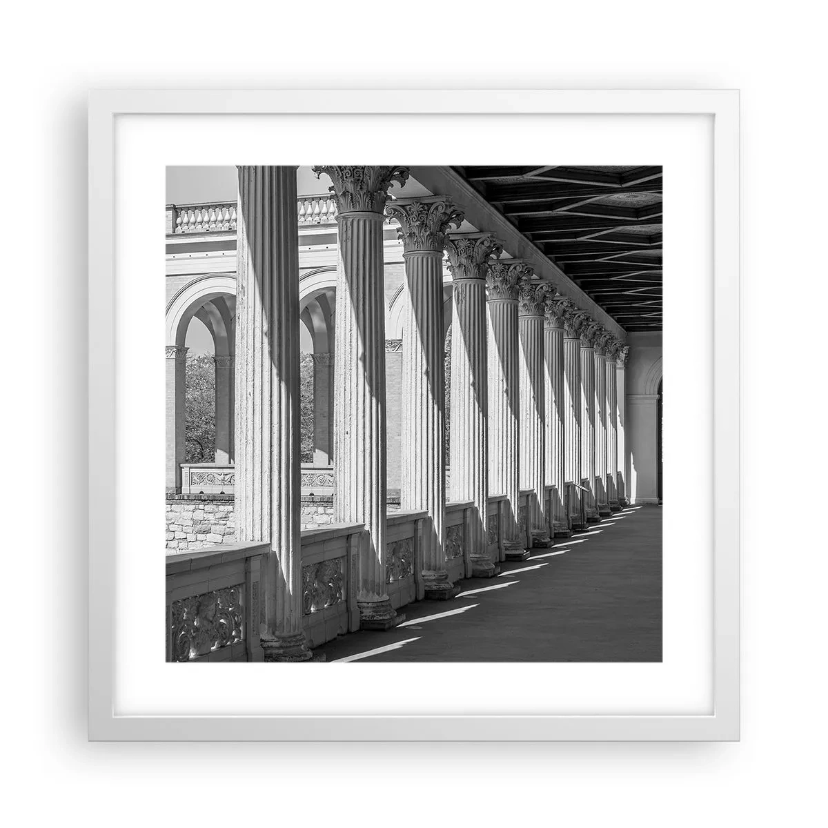 Poster in een witte lijst - Zonnige arcade - 40x40 cm