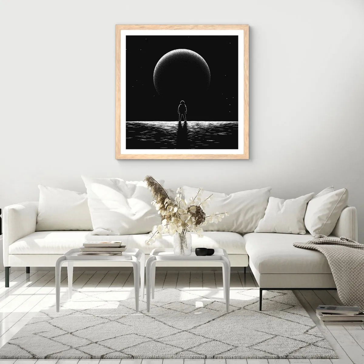 Een poster in een licht eiken lijst - Oog in oog - 60x60 cm