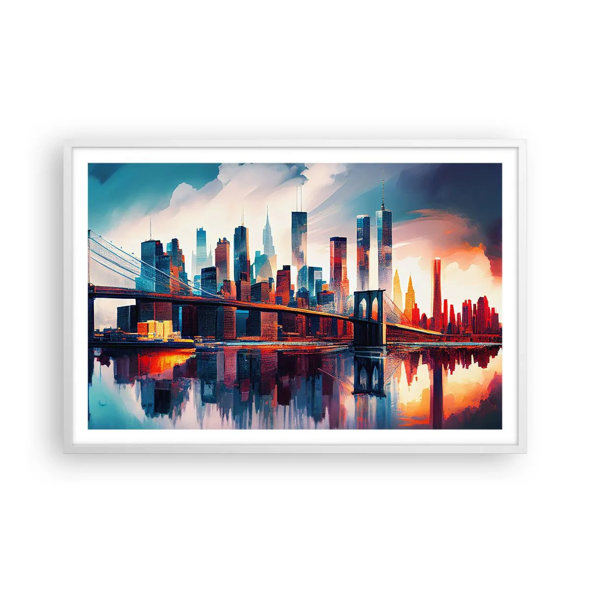 Poster in een witte lijst - Een droomachtig New York - 91x61 cm