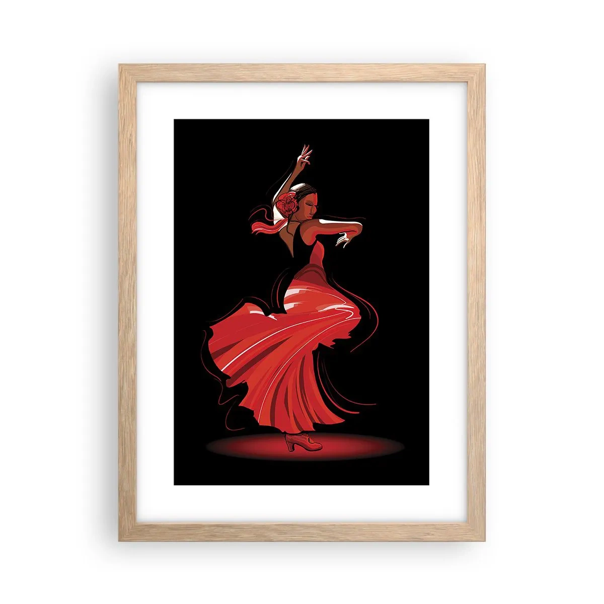 Een poster in een licht eiken lijst - De vurige geest van flamenco - 30x40 cm