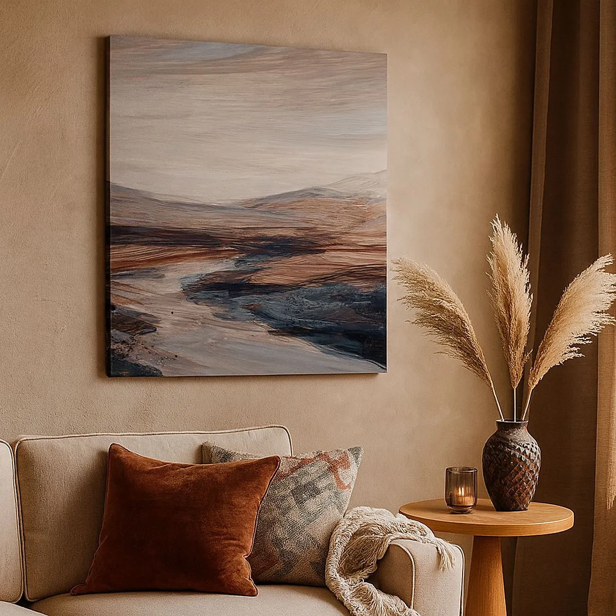 Schilderen op canvas - Een rustige vallei - 30x30 cm