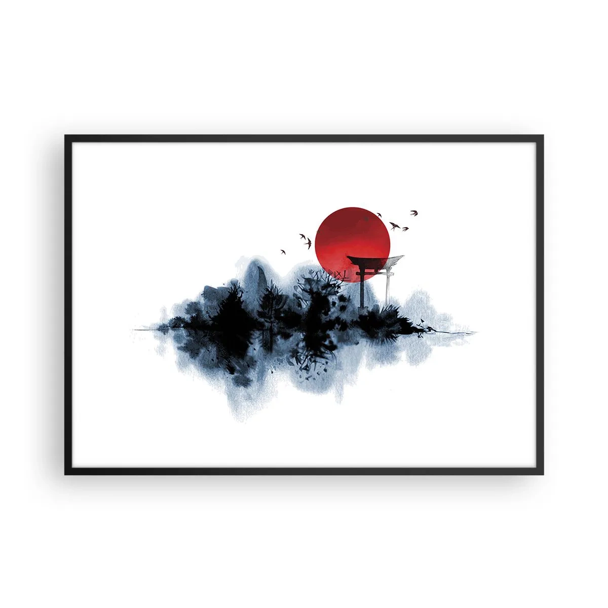 Poster in een zwarte lijst - Japanse weergave - 100x70 cm