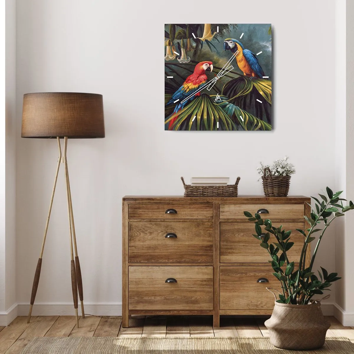 Wandklok - Klok - Romantiek in de tropen - 30x30 cm