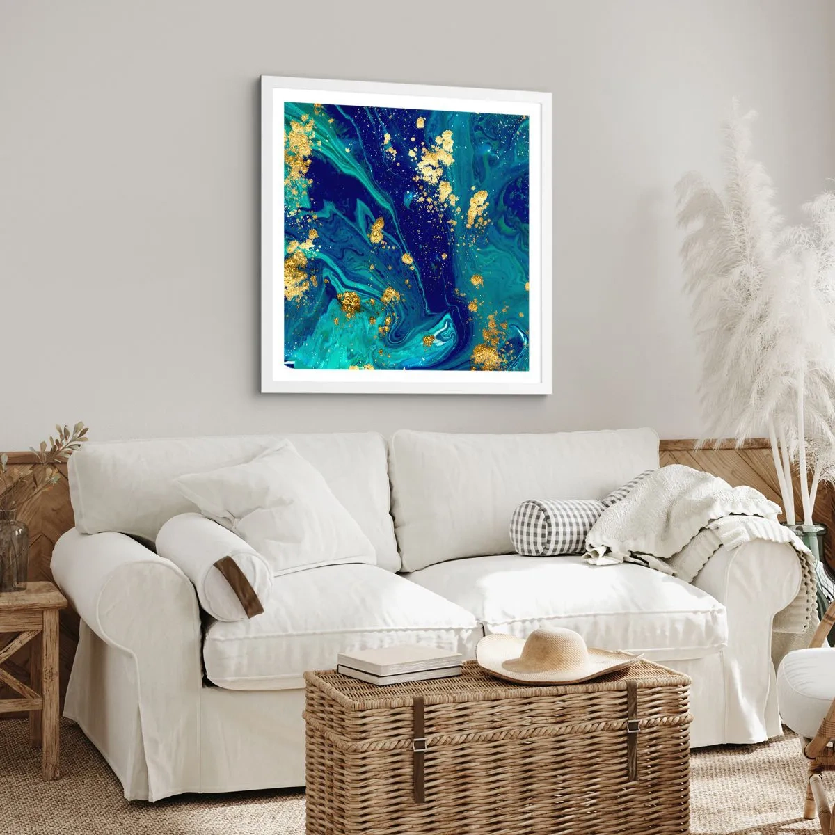 Poster in een witte lijst - De bloemblaadjes van de zon - 50x50 cm