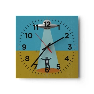 Wandklok - Klok - Een nauwe ontmoeting - 40x40 cm