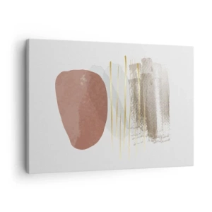 Schilderen op canvas - Abstracte compositie in beige en gouden tinten - 70x50cm - Abstracte zuilengalerij - Moderne wanddecoratie voor woonkamer en slaapkamer ARTTOR