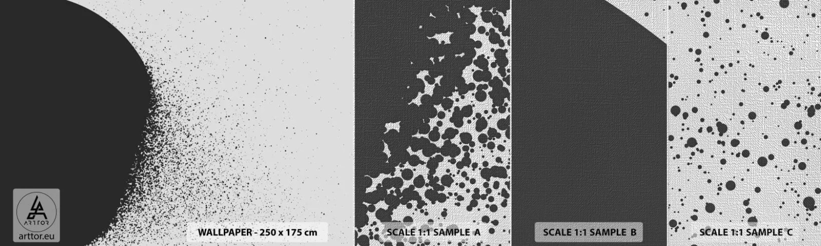 Fotobehang Monster Premium Canvas - Beweging van moleculen - Abstractie, Zwart en wit, Grafisch - 100x30 cm