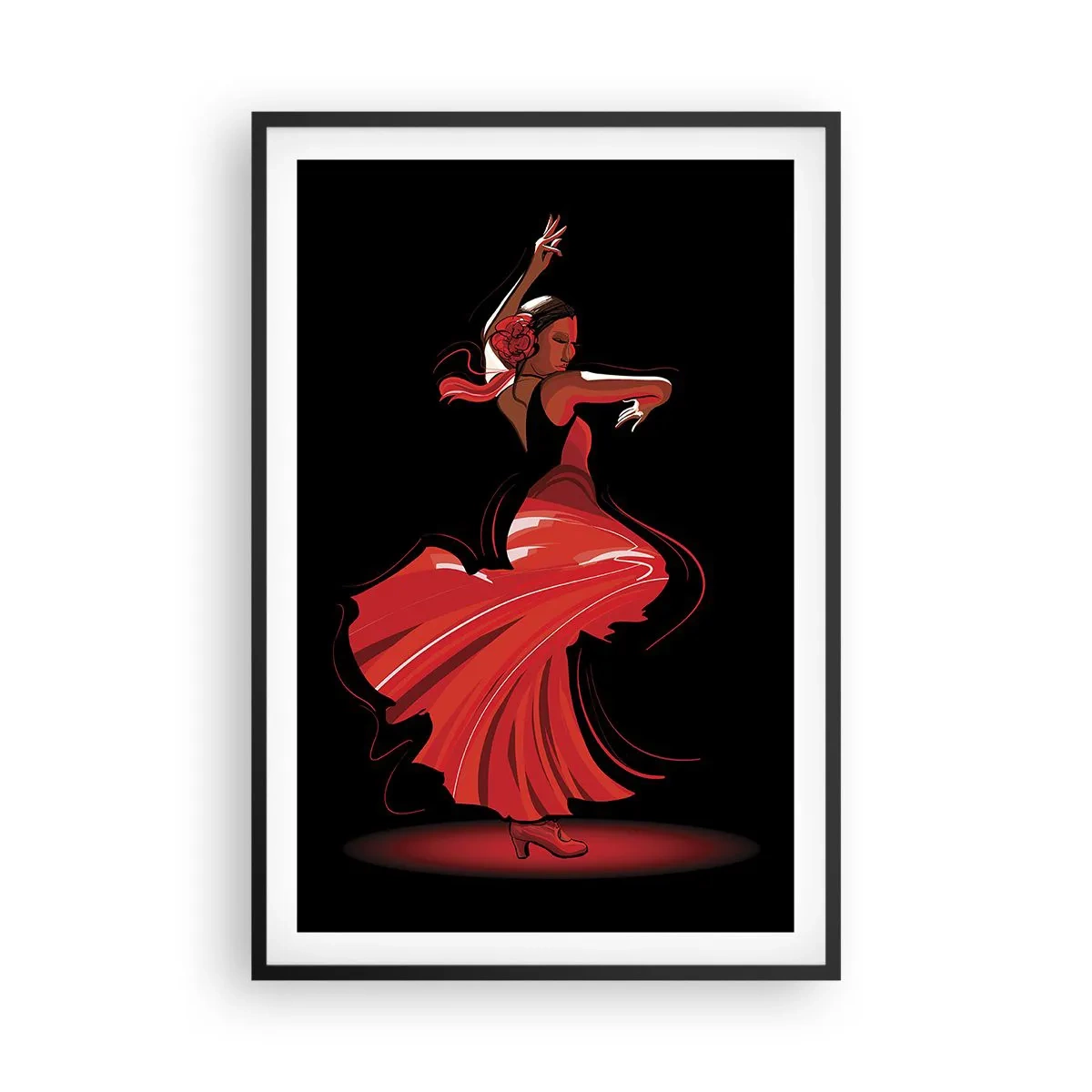 Poster in een zwarte lijst - De vurige geest van flamenco - 61x91 cm