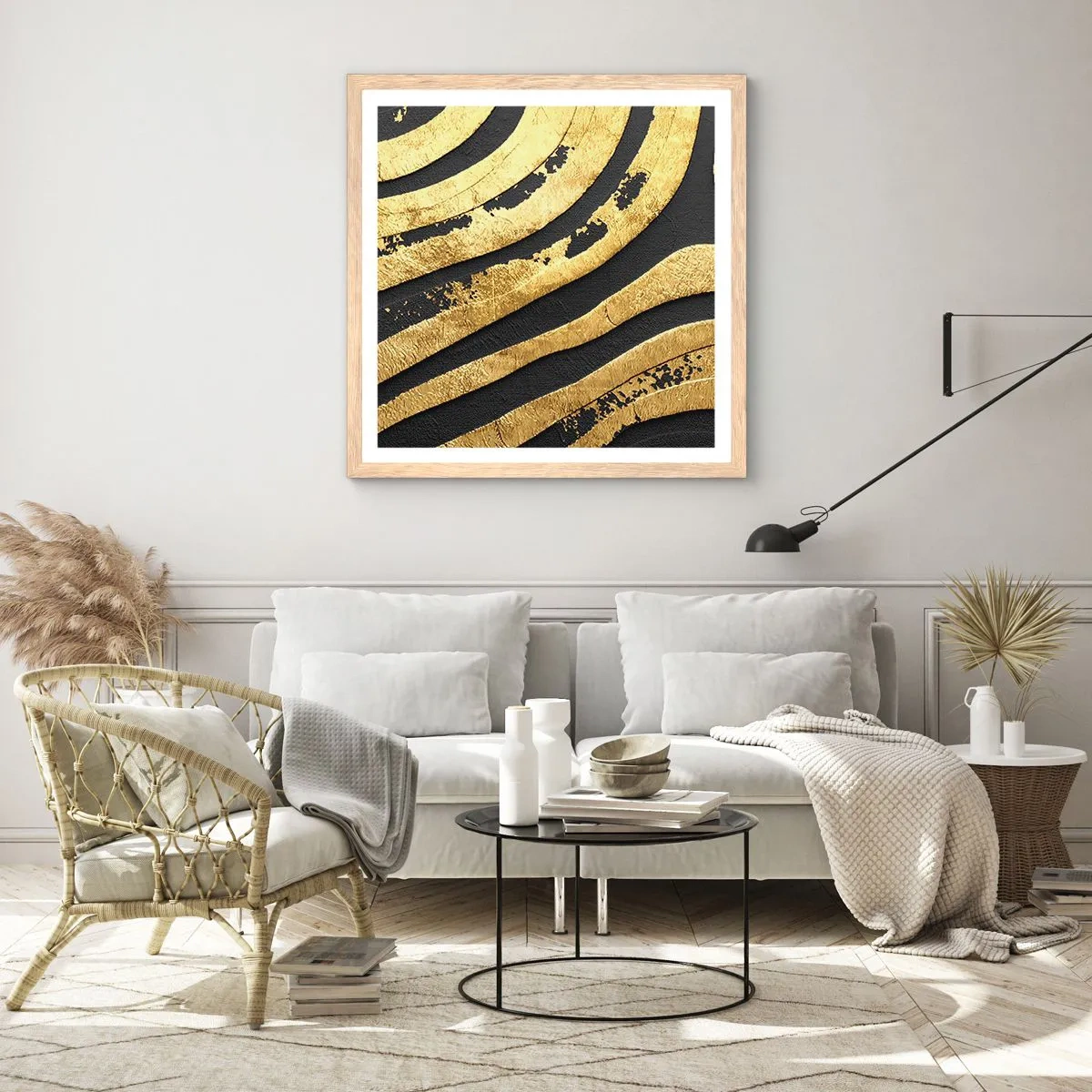 Een poster in een licht eiken lijst - Alles vloeit - 50x50 cm