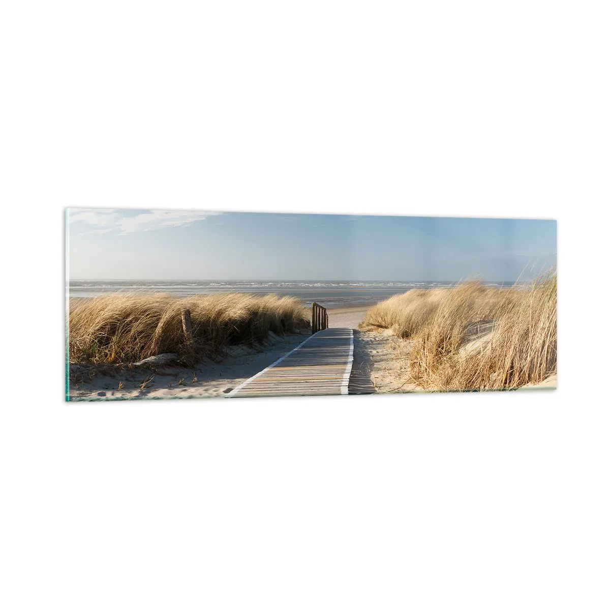Schilderen op glas - Achter het duin, in het ruisen van gras - 90x30 cm