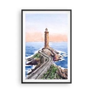 Poster in een zwarte lijst - Kijkend naar de zee - 61x91 cm