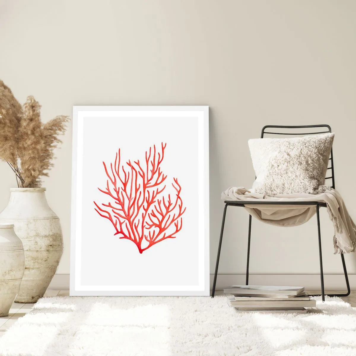 Poster in een witte lijst - Koraal filigraan - 70x100 cm