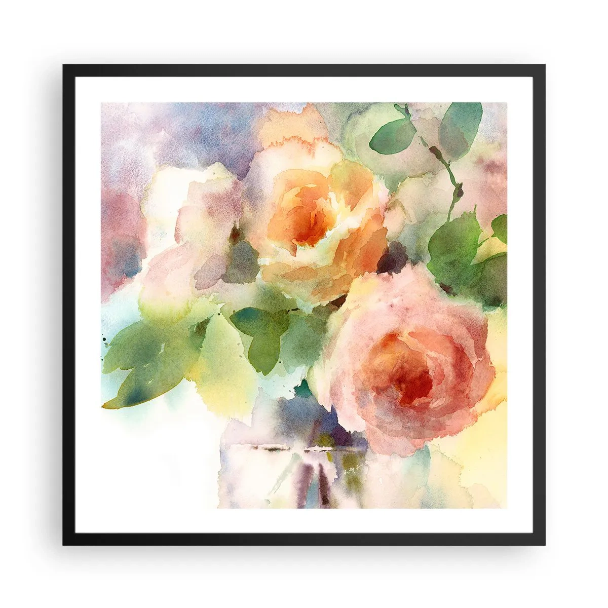 Poster in een zwarte lijst - Delicaat als aquarel - 60x60 cm