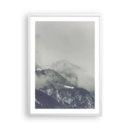 Poster in een witte lijst - Mistige vallei - 50x70 cm