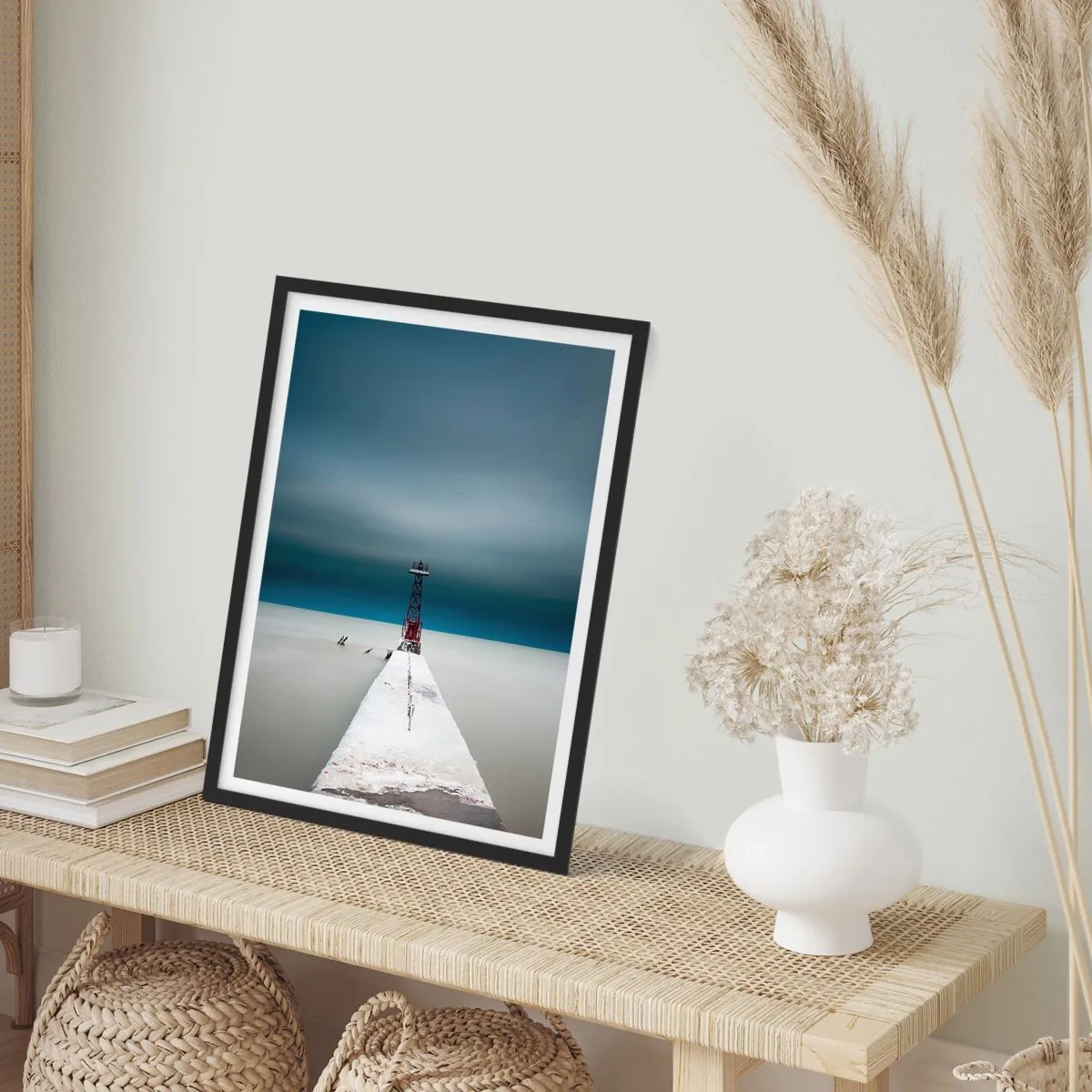 Poster in een zwarte lijst - Om de uitgestrektheid te ontmoeten - 70x100 cm