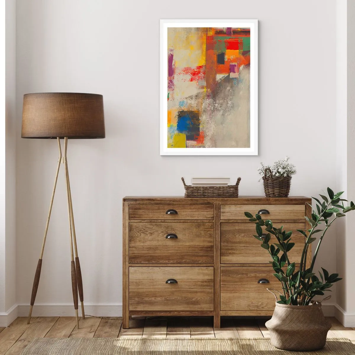 Poster in een witte lijst - Kleur geometrie - 70x100 cm