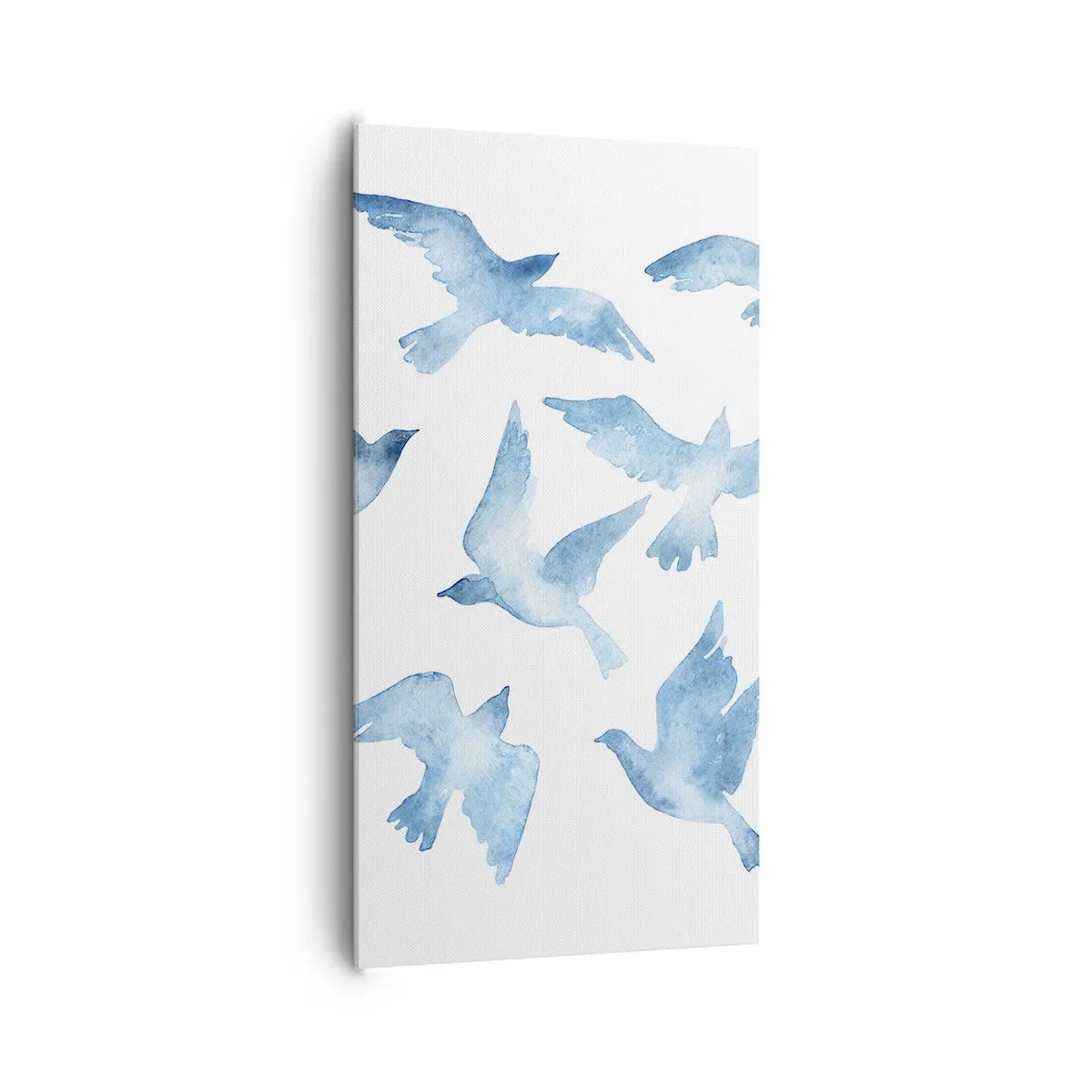 Schilderen op canvas - Blauwe vogels - 65x120 cm