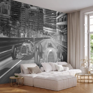 Fotobehang Premium Canvas - Lang geleden in Monte Carlo - Automobiel, Race, Vintage - 300x210 cm
