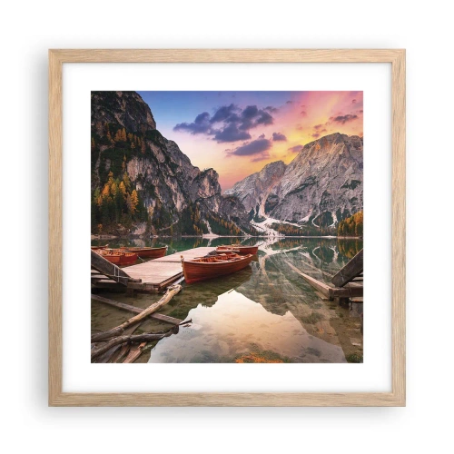 Een poster in een licht eiken lijst - Belofte van de dag - 40x40 cm