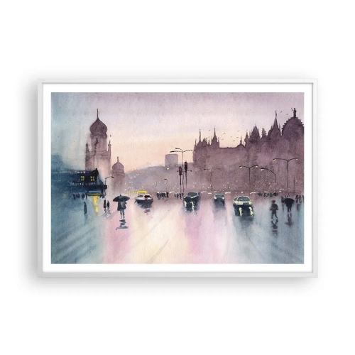 Poster in een witte lijst - In de regenachtige nevel - 100x70 cm