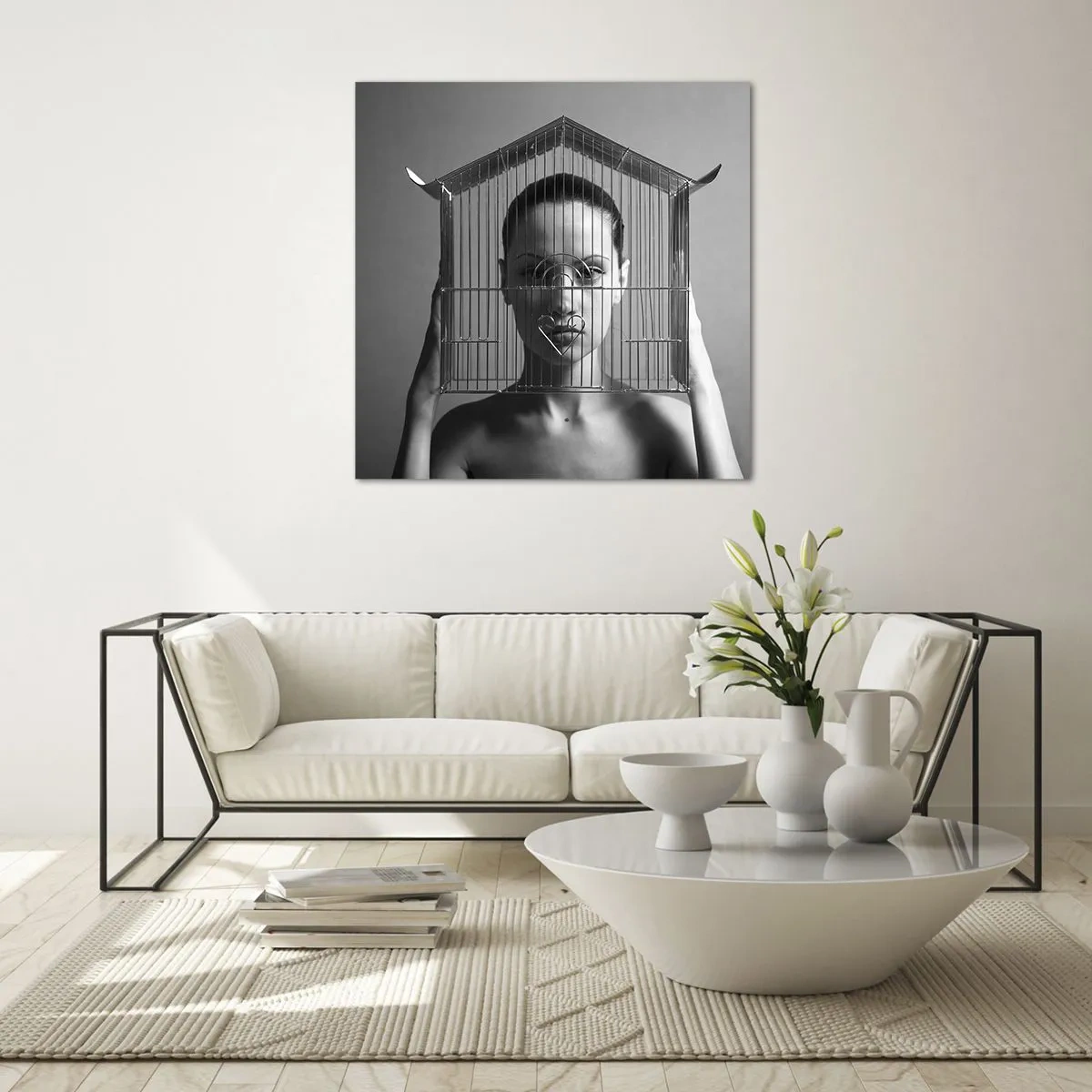 Schilderen op glas - Een ietwat surrealistisch portret - 50x50 cm