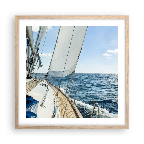 Een poster in een licht eiken lijst - Ahoi, avontuur - 50x50 cm