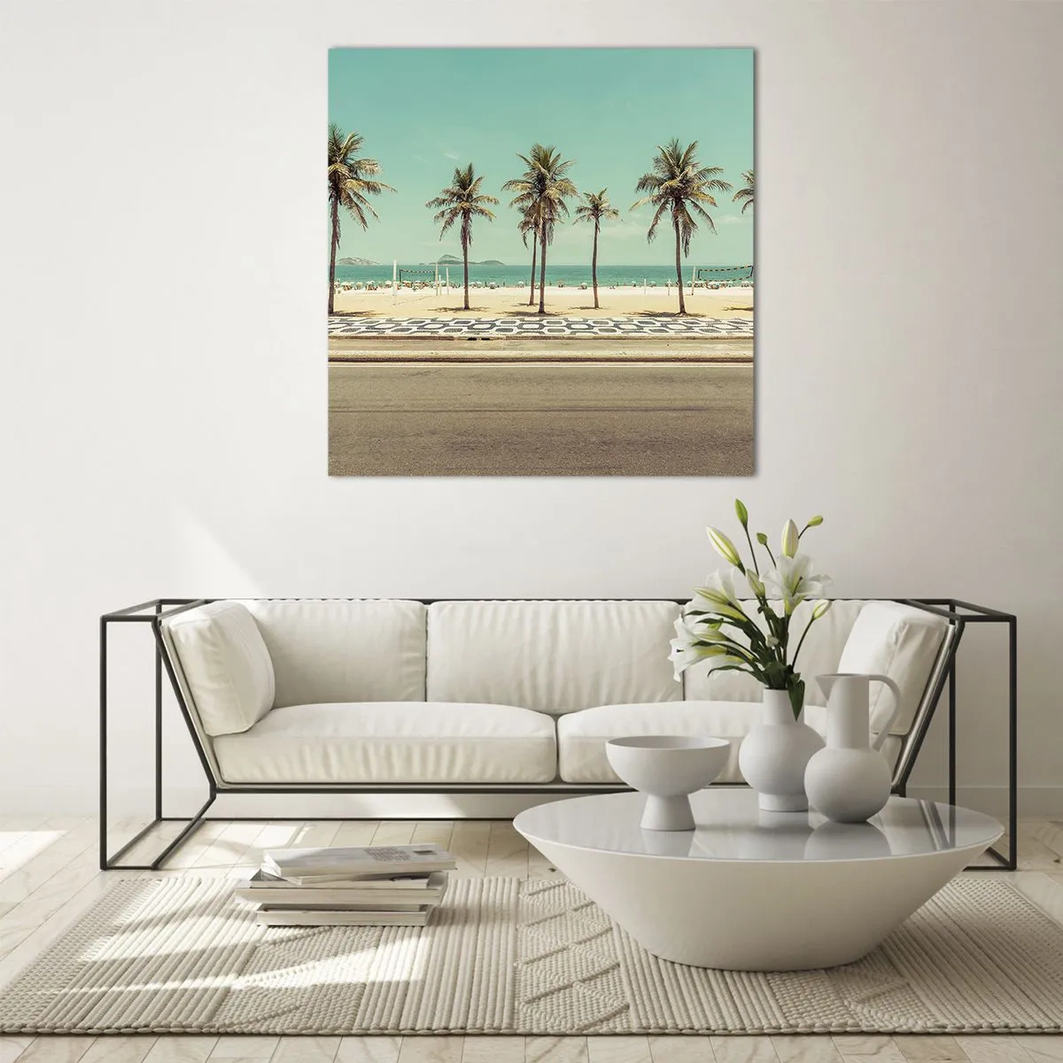 Schilderen op glas - Op wacht op het strand - 40x40 cm