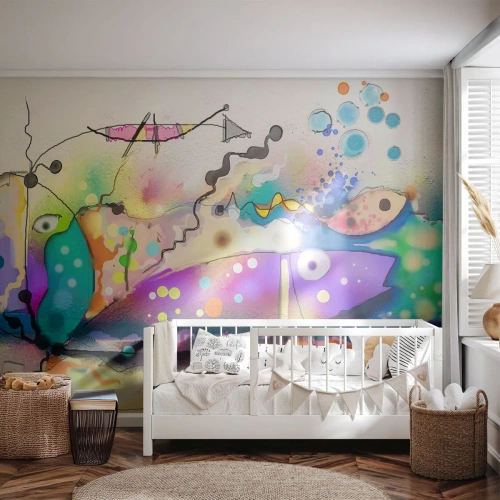 Fotobehang Premium Canvas - Geen woorden! - Abstractie, Vis, Grafisch - 150x105 cm