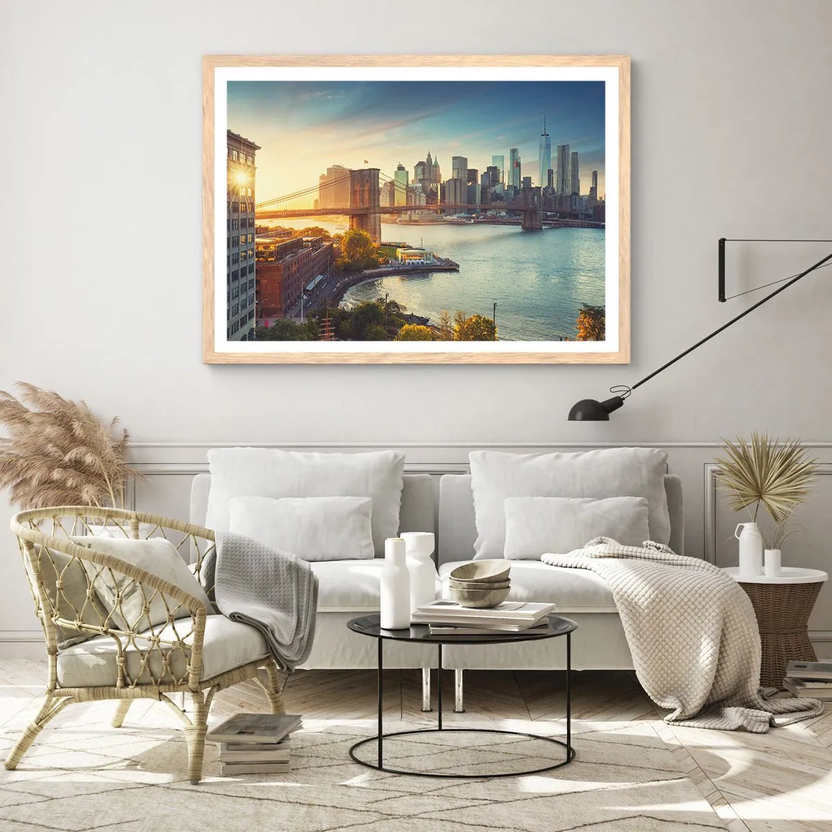 Een poster in een licht eiken lijst - Dageraad in de grote stad - 50x40 cm