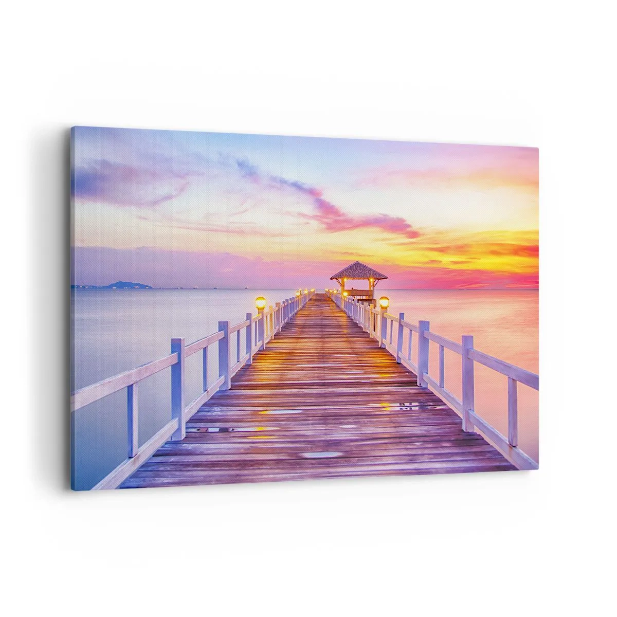 Schilderen op canvas - De lila-gouden stilte van de avond - 120x80 cm