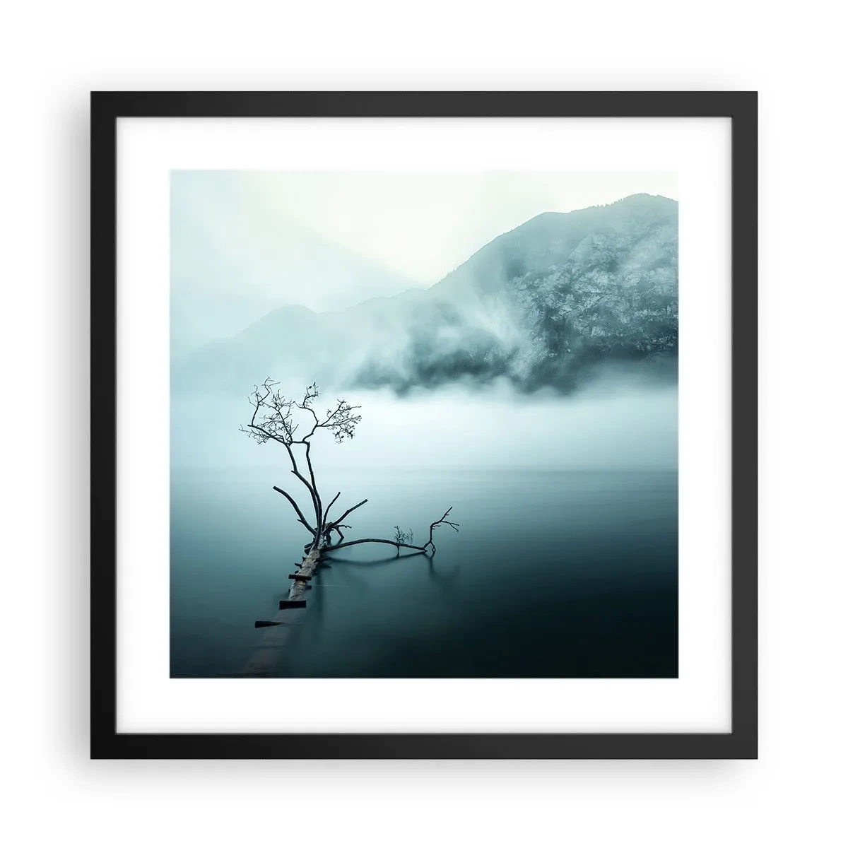 Poster in een zwarte lijst - Van water en mist - 40x40 cm